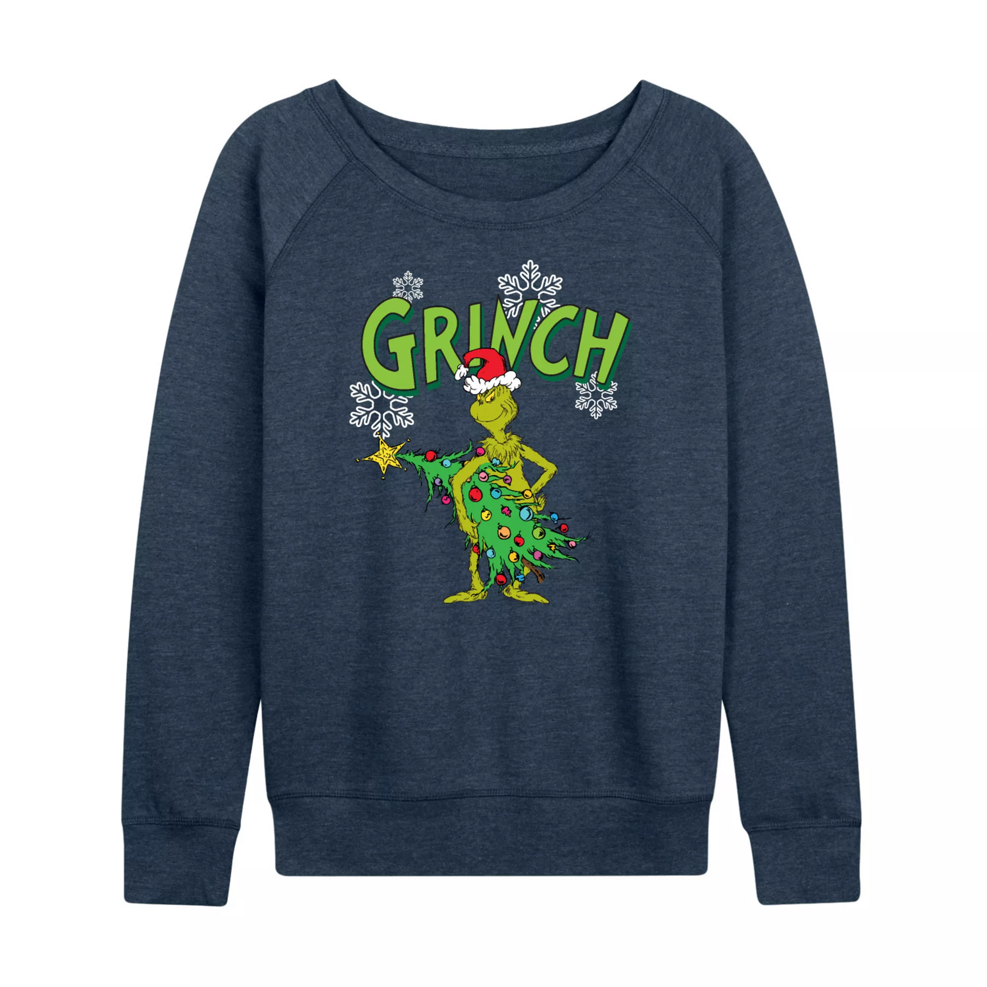 Women's Dr. Seuss The Grinch With Tree French Terry Long Sleeve Tee | Kohl's