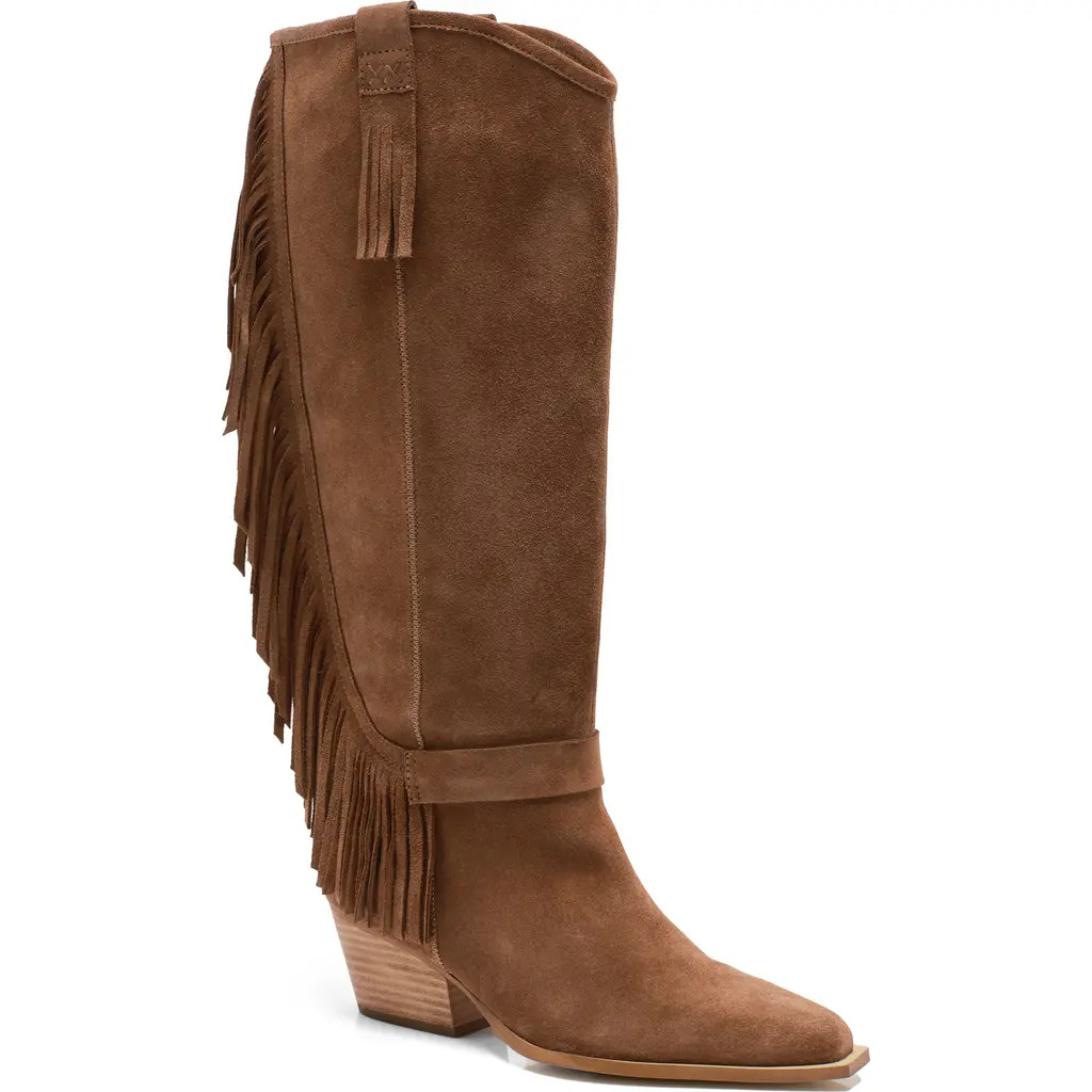 Free People Faith Fringe Western Boot in Faded Saddle Suede at Nordstrom, Size 10 | Nordstrom