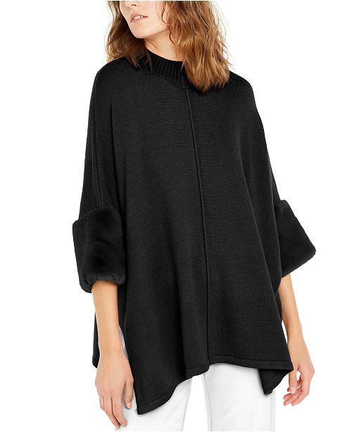 Faux-Fur-Cuff Poncho, Created For Macy's | Macys (US)