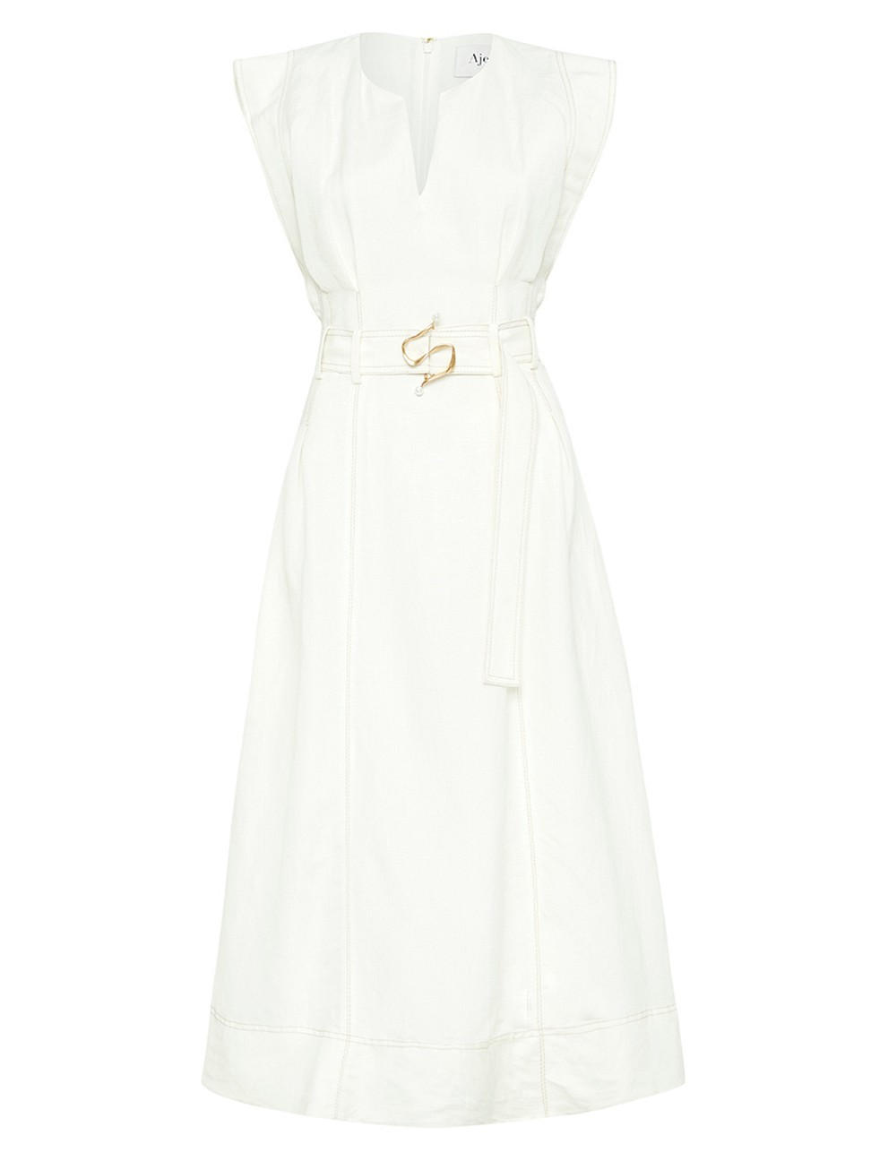 Women's Beacon Belted Structured Midi-Dress - Ivory - Size 0 | Saks Fifth Avenue