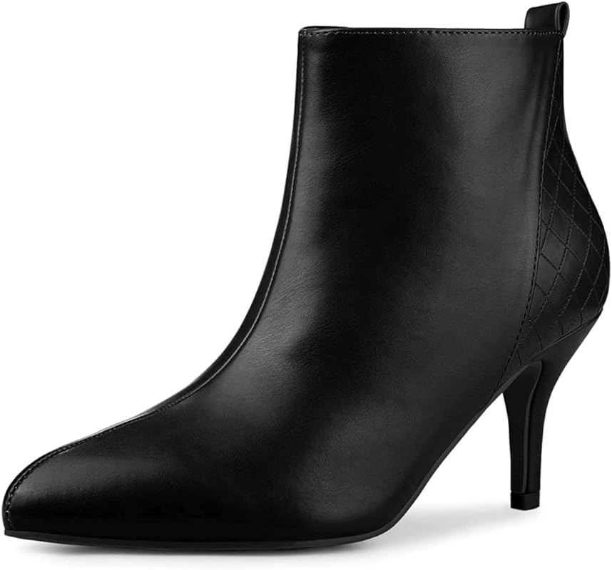 Allegra K Women's Pointed Toe Side Zipper Stiletto Heels Ankle Boots | Amazon (US)