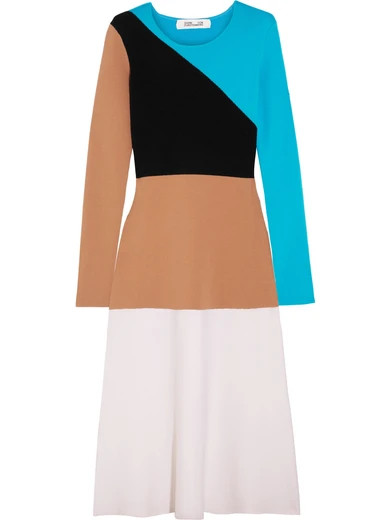 Diane von Furstenberg - Color-block Wool Midi Dress - Blue | NET-A-PORTER (UK & EU)