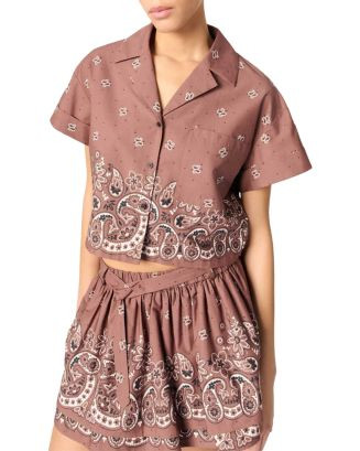 Maje Patterned Rhinestone Cropped Shirt  | Bloomingdale's Women | Bloomingdale's (US)