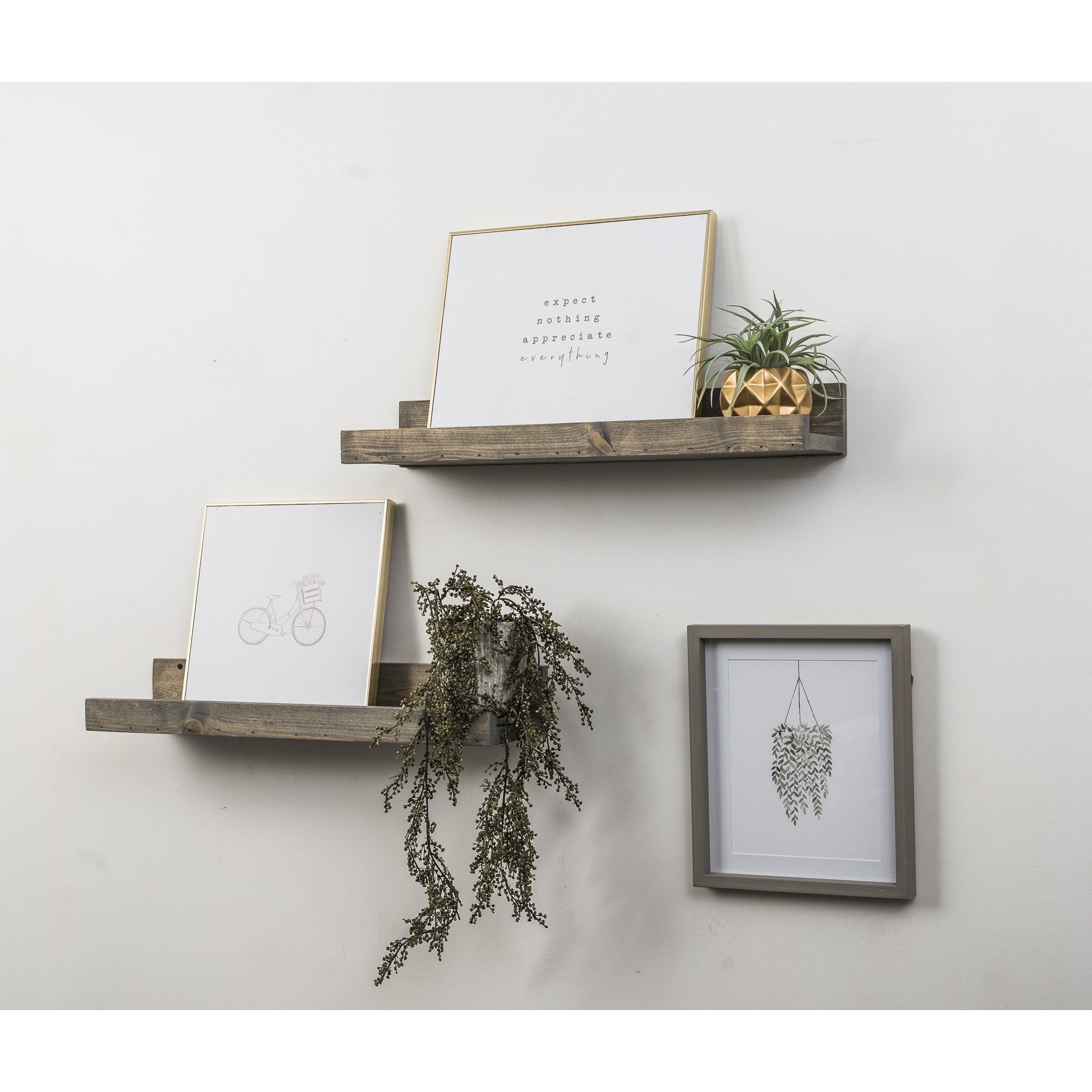 Rustic Luxe Shallow Shelves, Set of 2 Gray 24-Inch | Walmart (US)