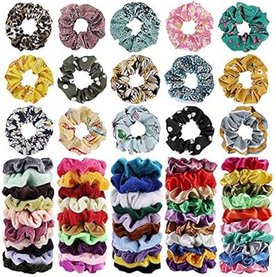 65Pcs Hair Scrunchies Velvet,Chiffon and Satin Elastic Hair Bands Scrunchie Bobbles Soft Hair Tie... | Amazon (US)