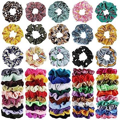 65Pcs Hair Scrunchies Velvet,Chiffon and Satin Elastic Hair Bands Scrunchie Bobbles Soft Hair Tie... | Amazon (US)