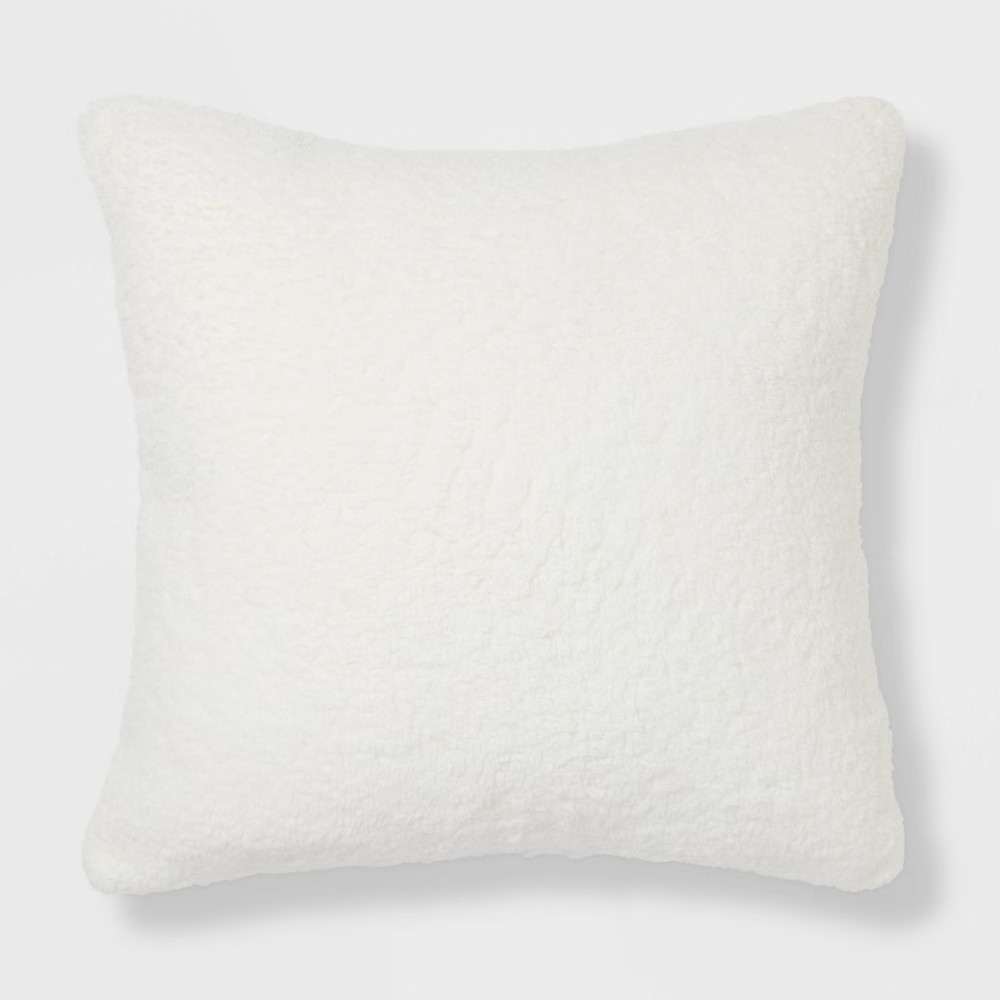 Solid Sherpa Square Throw Pillow Cream - Threshold | Target