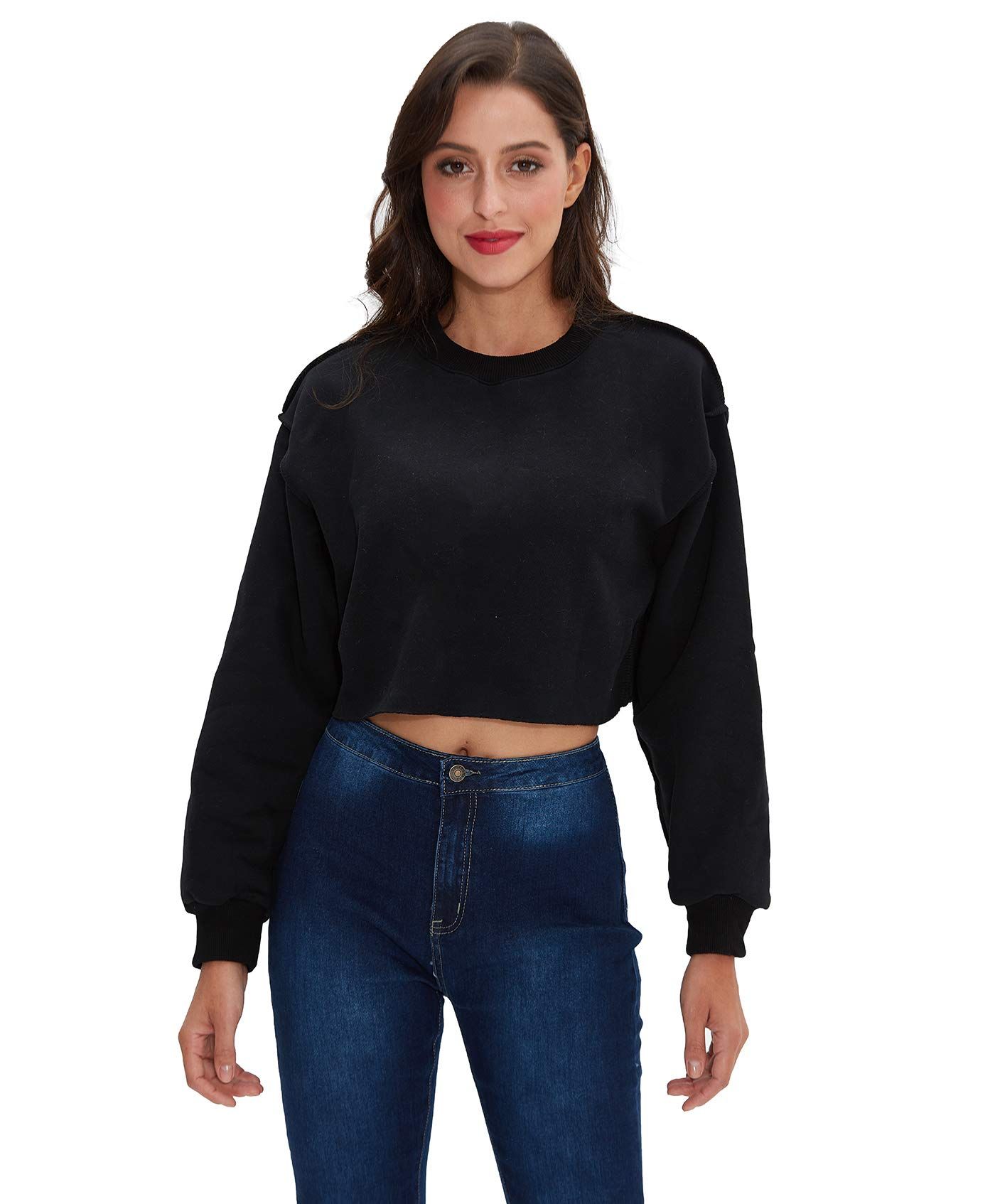 Women Pullover Cropped Hoodies Long Sleeves Sweatshirts Casual Crop Tops for Spring Autumn Winter | Amazon (US)