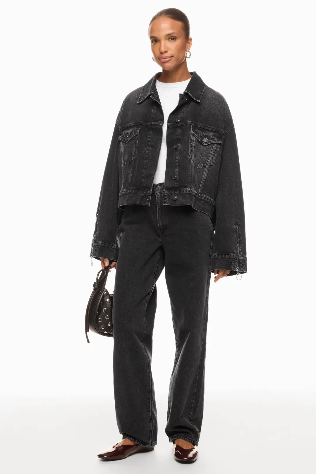 Black Zipper Denim Jacket | Rent the Runway