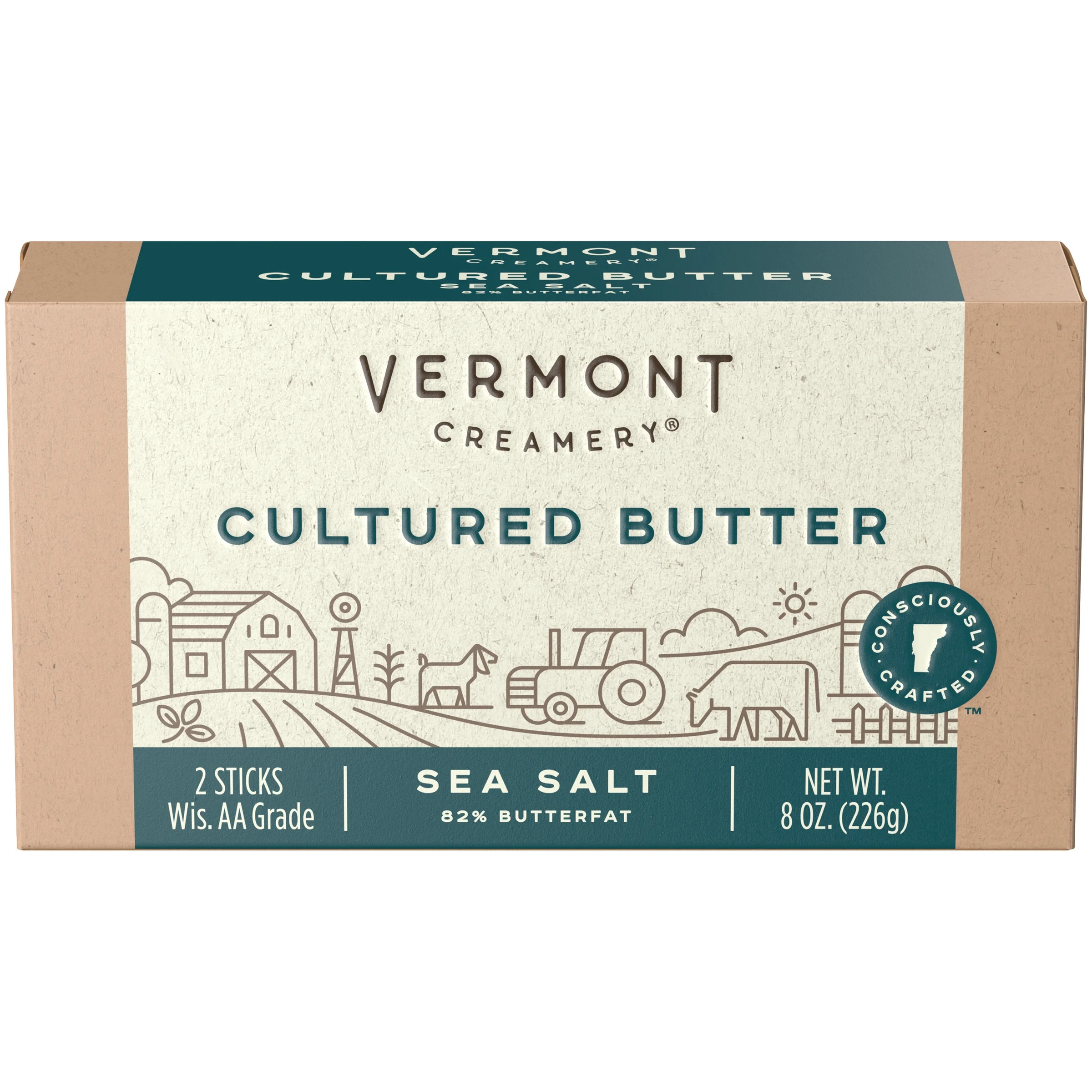 Vermont Creamery® Cultured Butter Sea Salt, 8 oz in 2 Sticks | Walmart (US)