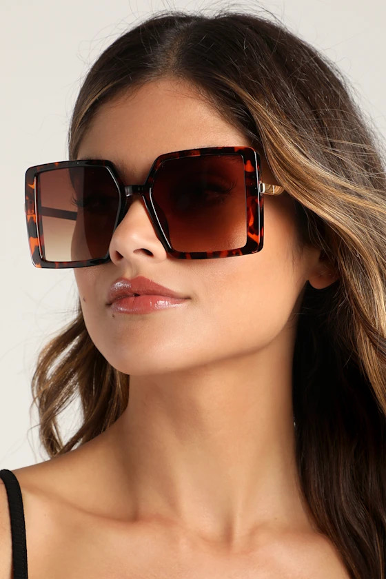Be Chic Brown Tortoise Oversized Square Sunglasses | Lulus