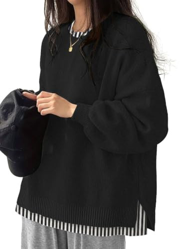 Womens Oversized Sweaters 2026 Fall Fashion Layered Pullover Knit Tops | Amazon (US)