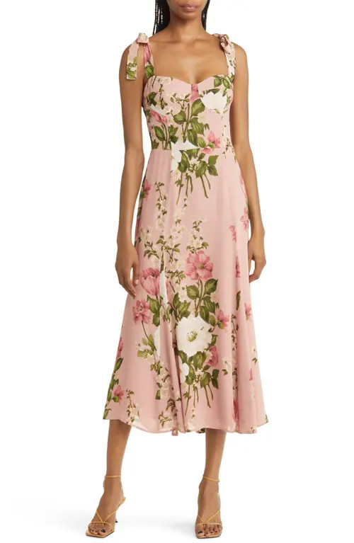 Reformation Nadira Tie Strap Dress in Rose Garden at Nordstrom, Size 6 | Nordstrom