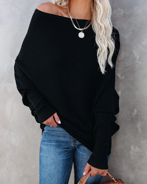 All That Ribbed Cashmere Blend Sweater - Black | VICI