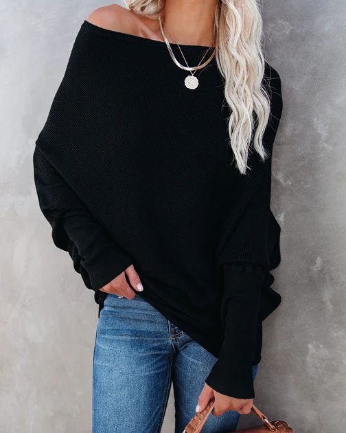 All That Ribbed Cashmere Blend Sweater - Black | VICI Collection