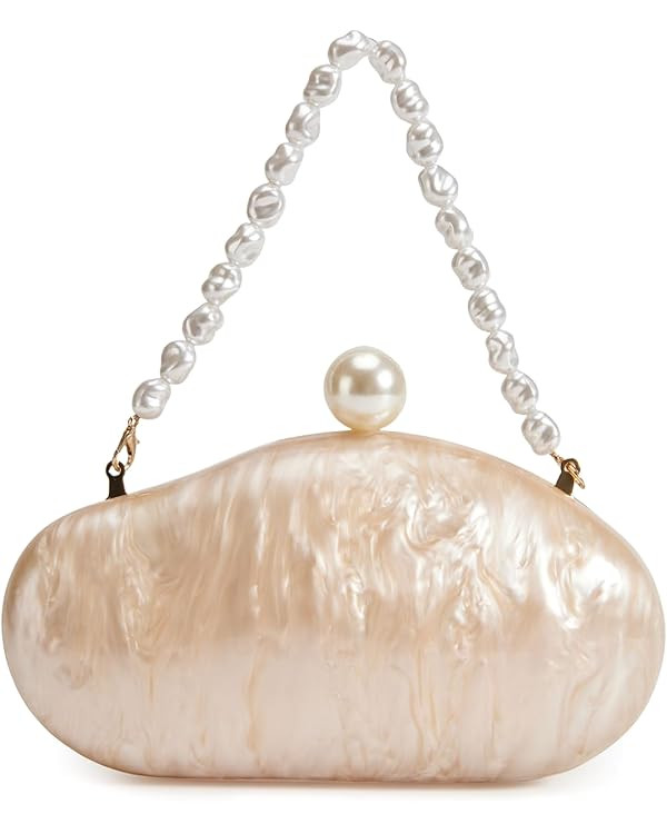 Ladies' Acrylic Shell-shaped Handbag Chic Evening Clutch Bag Paired With A Baroque Irregular Pear... | Amazon (US)