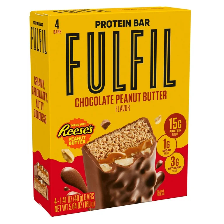 FULFIL Nutrition Vitamin & Protein Bar, Chocolate and REESE'S Peanut Butter Flavor, 4 Pack | Walmart (US)
