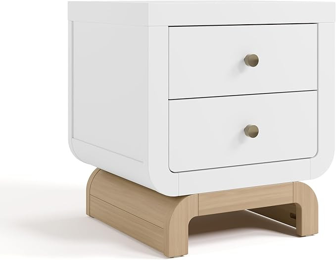 Storkcraft Santorini 2 Drawer Nightstand (White & Driftwood) - GREENGUARD Gold Certified Nightsta... | Amazon (US)