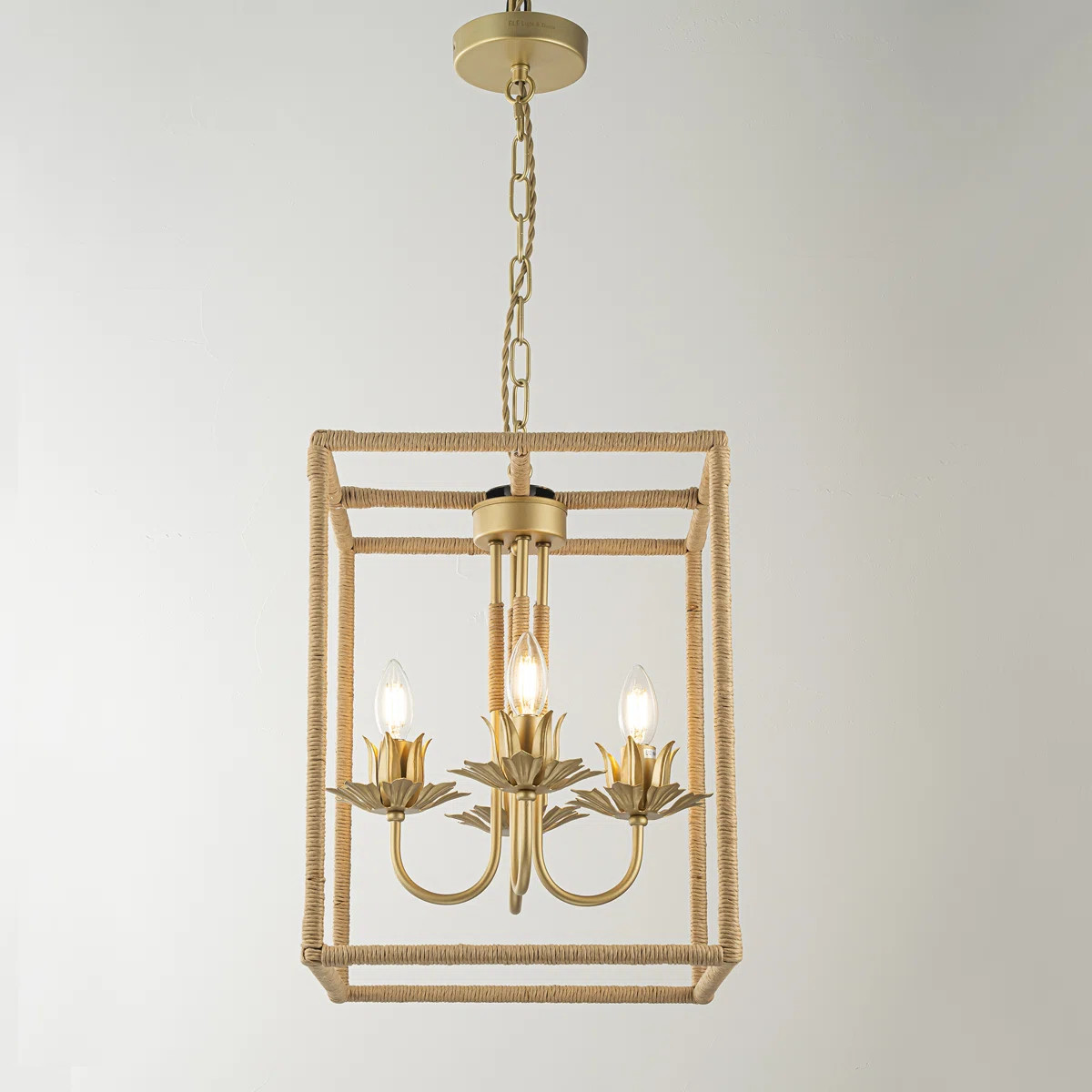 Ombret 4-Light Square Woven Rattan Chandelier | Wayfair North America