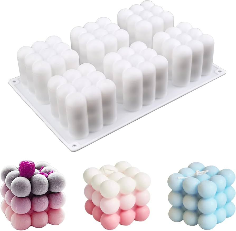 3D Bubble Candle Molds - 6 Cavity Bubble Cube Silicone Mold for Candles Soap Making, Bubble Cake ... | Amazon (US)