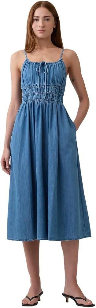 Gap Women's Dropped Waist Woven Midi Dress | Amazon (US)