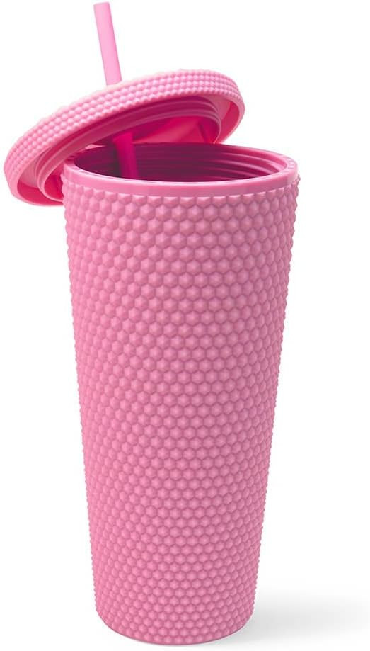 24oz Textured Honeycomb Water Bottle Tumbler With Straw, Rubber Coated Matte Finish Which Gives it a | Amazon (US)
