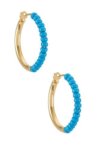 SOKO Shanga Mini Hoops in Turquoise & Gold from Revolve.com | Revolve Clothing (Global)