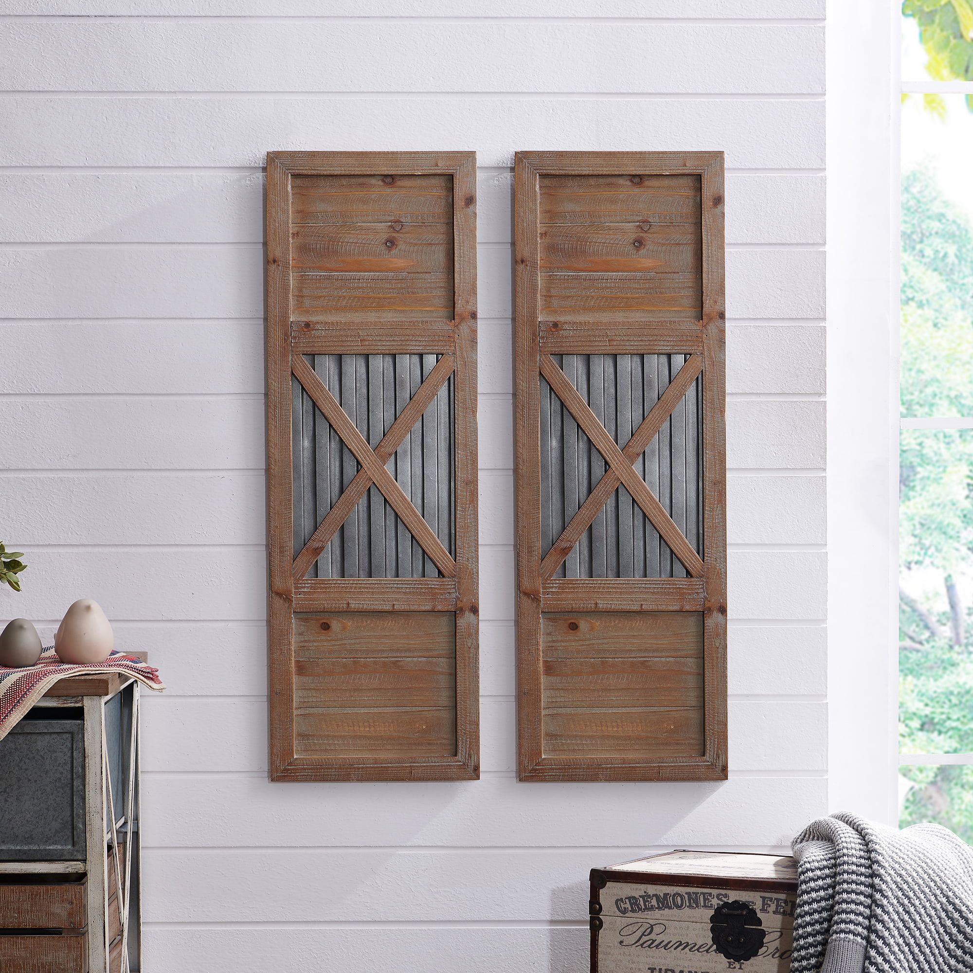 FirsTime & Co.® Raleigh Farmhouse Shutter Wall Plaque Set, American Crafted, Natural, 12 x 1 x 3... | Walmart (US)
