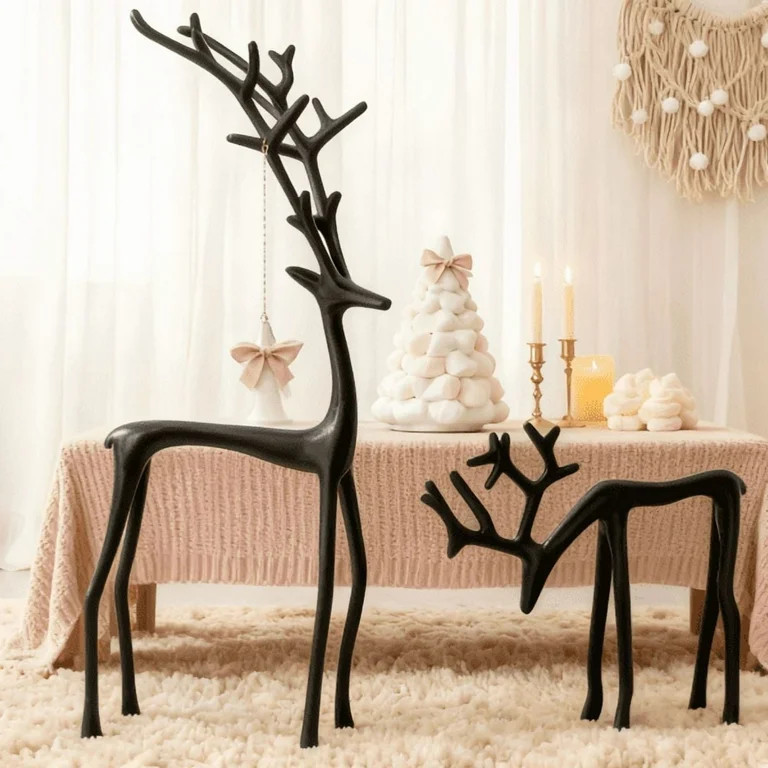 2Pcs Christmas Reindeer Figurines for Centerpieces: Black Reindeer Christmas Decor for Dining Roo... | Walmart (US)