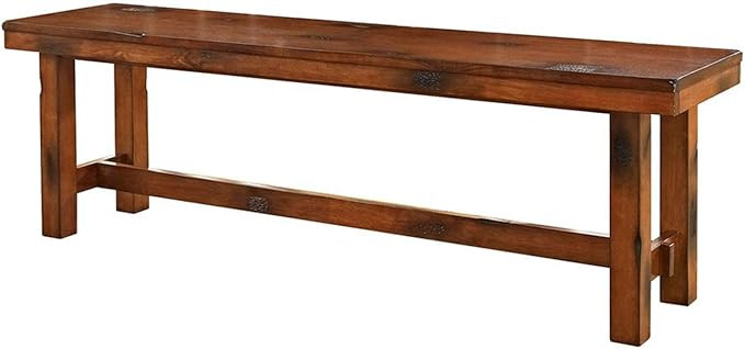Walker Edison Rustic Farmhouse Wood Distressed Dining Room Kitchen Bench Armless Kitchen Table Se... | Amazon (US)