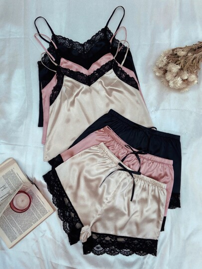 3sets Lace Trim Cami Top & Shorts Night Set
       
              
              $19.99        
 ... | SHEIN