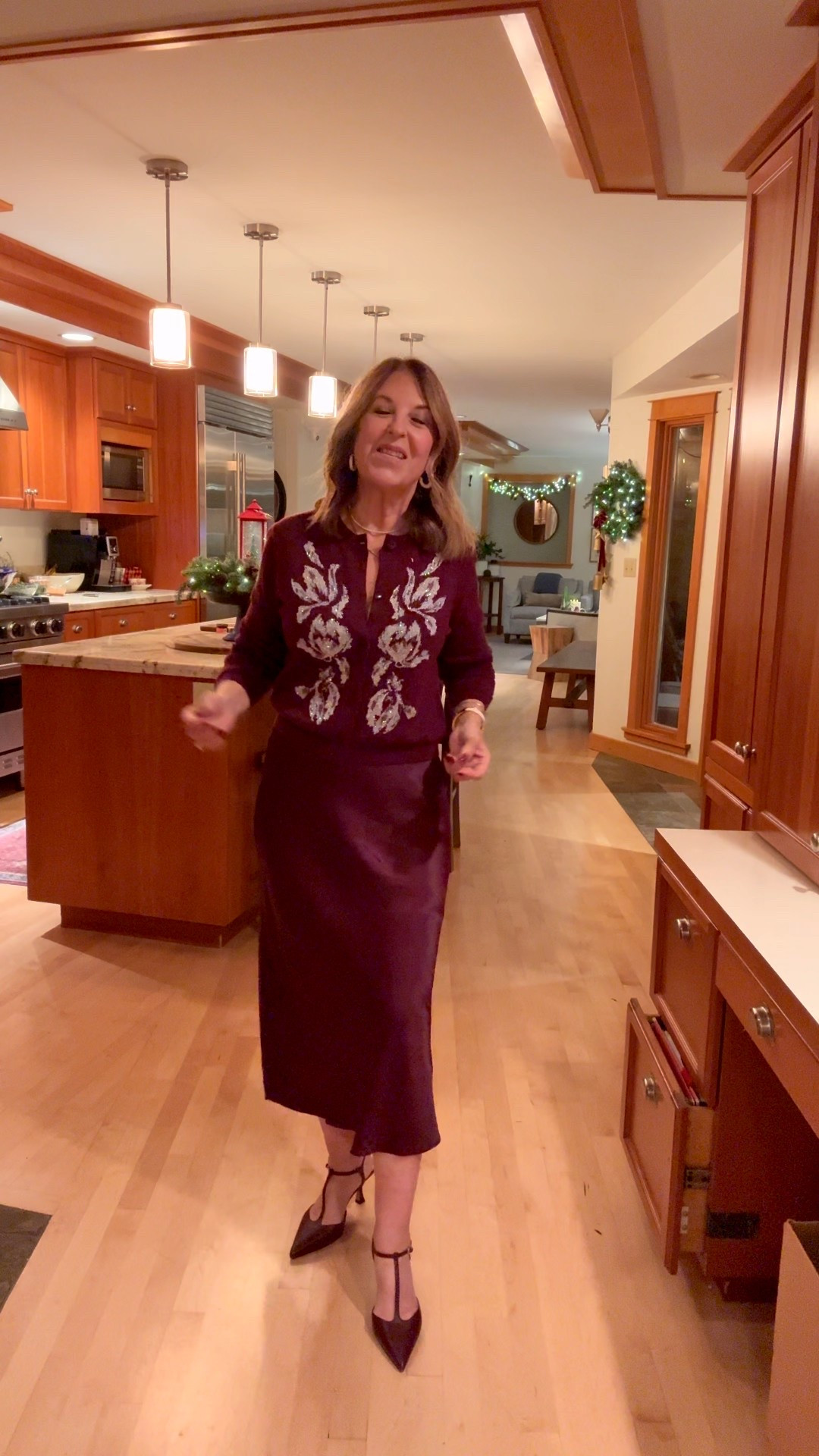 My outfit of the day! A festive Holiday outfit. 

Cinq a sept sweater, Nordstrom skirt, and Tuckernuck heels. 

#LTKOver40 #LTKSeasonal #LTKHoliday