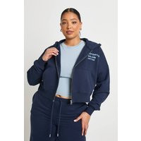 boohoo Women's Plus Sports Club Zip Through Hoodie in Navy | Size: 16 | Knitted | boohoo (US & Canada)