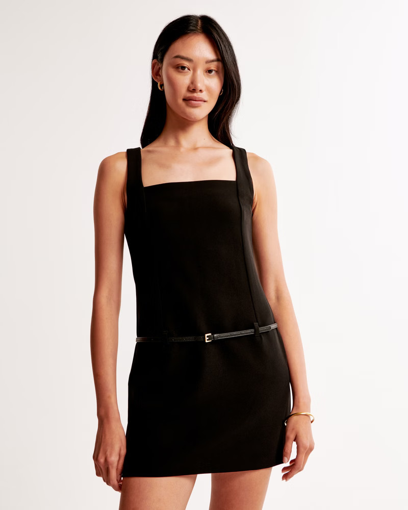 Squareneck Belted Mini Dress | Abercrombie & Fitch (US)