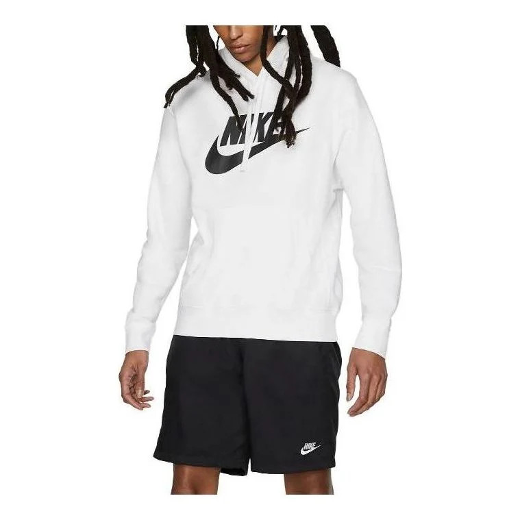 Nike Sportswear Fleece Graphic Pullover Hoodie 'White Black' BV2973-100 | KICKS CREW