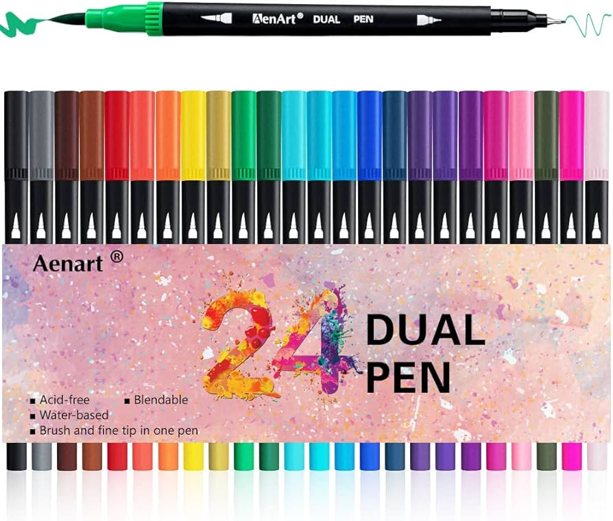 Dual Brush Markers for Adult Kids Coloring Books, 24 Dual Tip Art Markers Pens for Journaling Not... | Amazon (US)