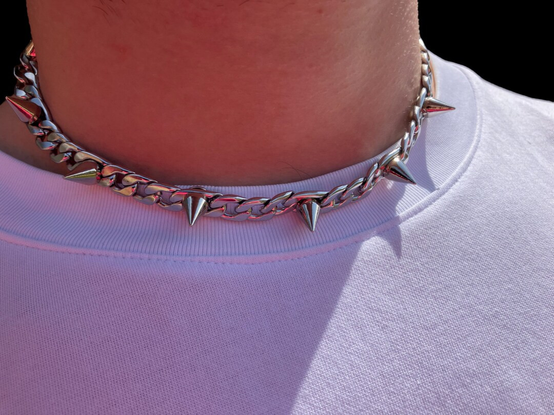 Stainless Steel Spiked Choker Spiked Rivet Jewellery Unique Gift Gothic Cuban Chain Y2k Grunge Pu... | Etsy (US)