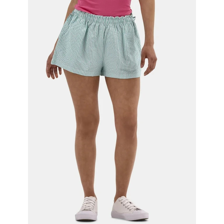 No Boundaries Striped Seersucker Bungee Shorts, 2" Inseam, Women's and Women's Plus | Walmart (US)