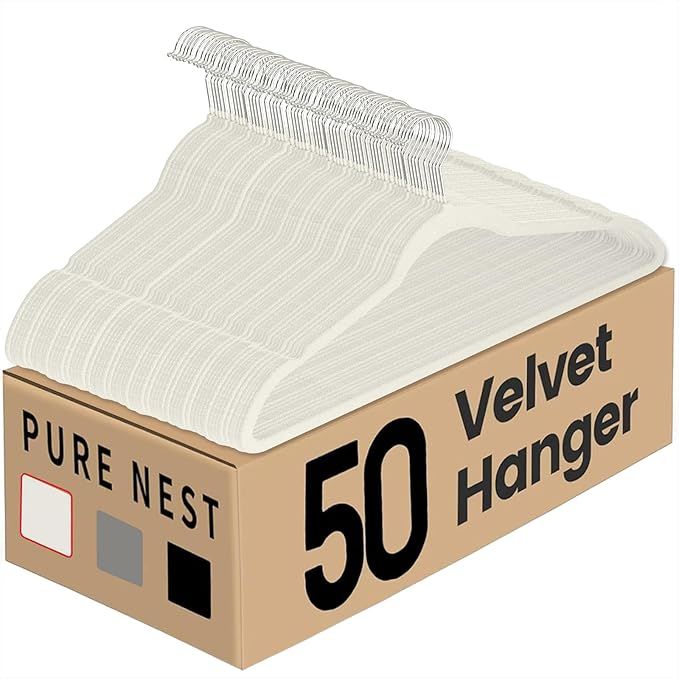 Premium Velvet Hangers 50 Pack, Non-Slip Clothes Hangers,Suit Hangers-Pants Hangers with 360 Degr... | Amazon (US)