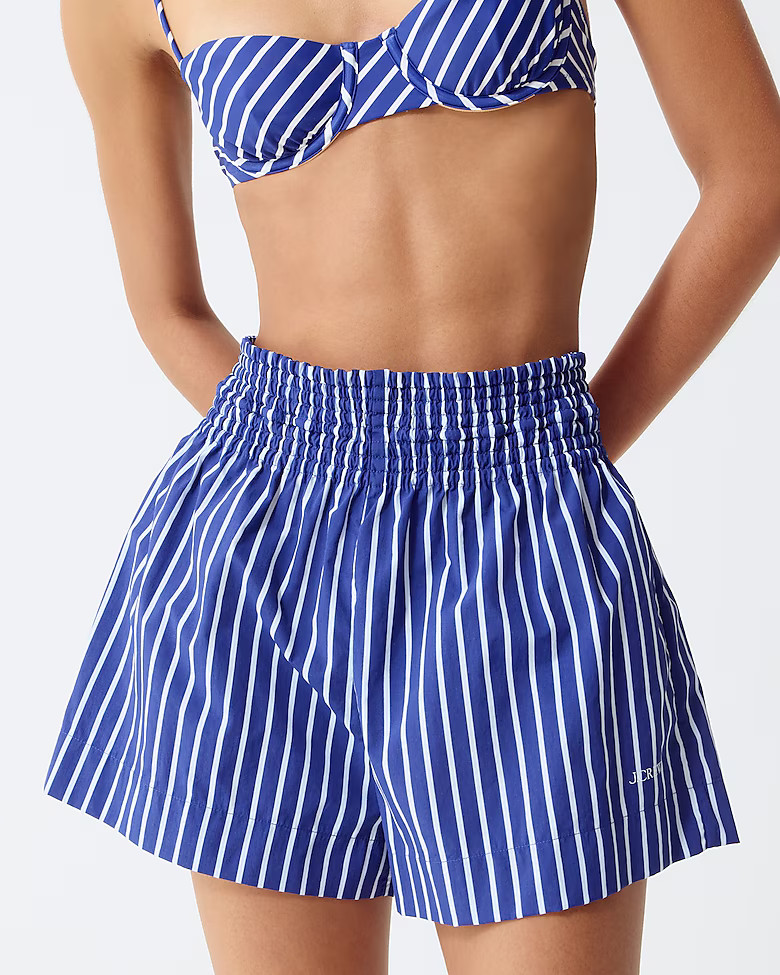 Smocked-waist short in stripe | J. Crew US