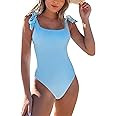 TASHEHE Women's One Piece Bathing Suit Low Back Swimsuit Sexy High Leg Swimwear | Amazon (US)