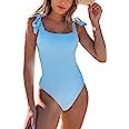 TASHEHE Women's One Piece Bathing Suit Low Back Swimsuit Sexy High Leg Swimwear | Amazon (US)