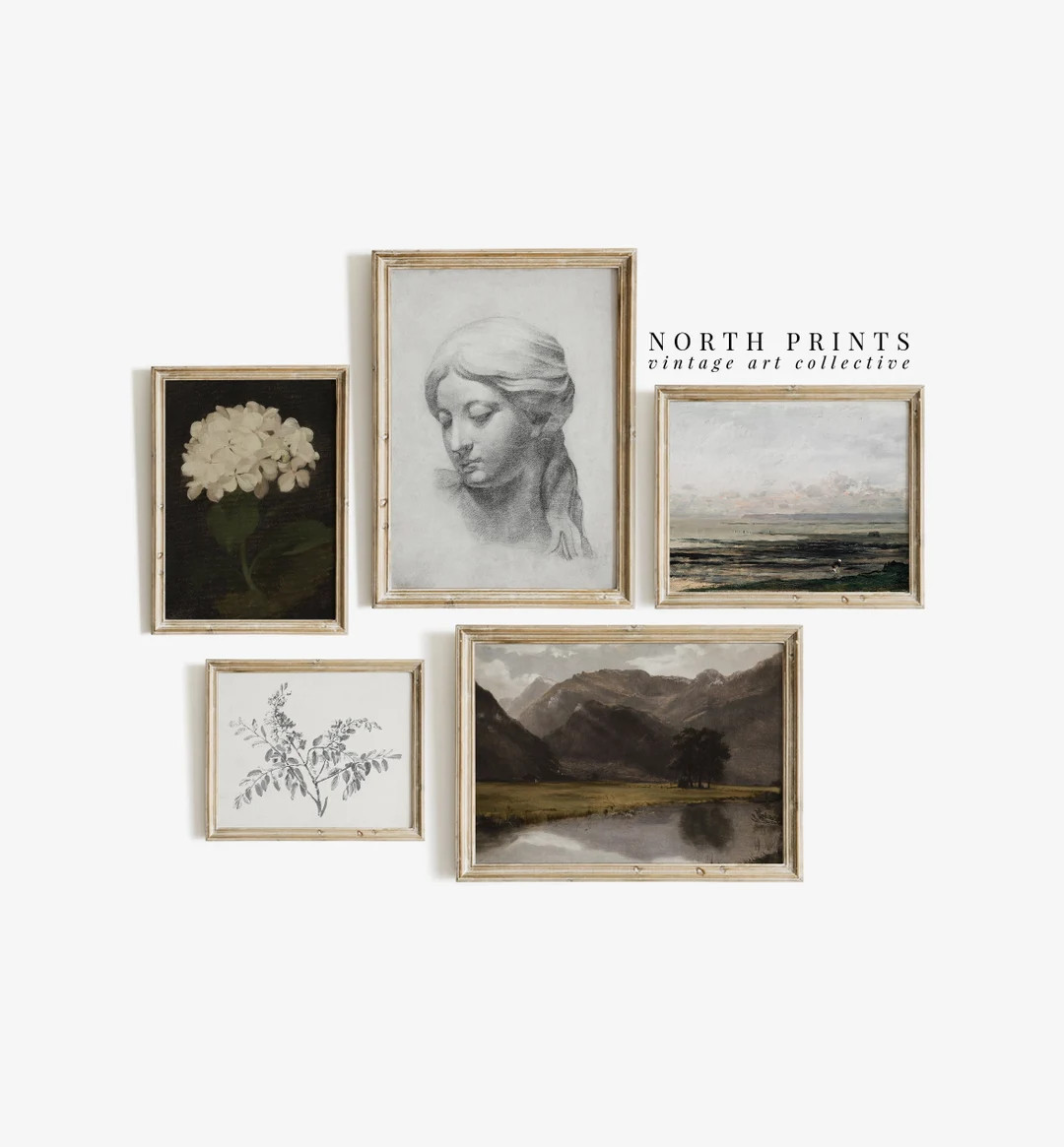 Vintage French Gallery Wall Set | Dark Neutral Tones Print SET of 5 Digital PRINTABLE | S5-7 | Etsy (US)