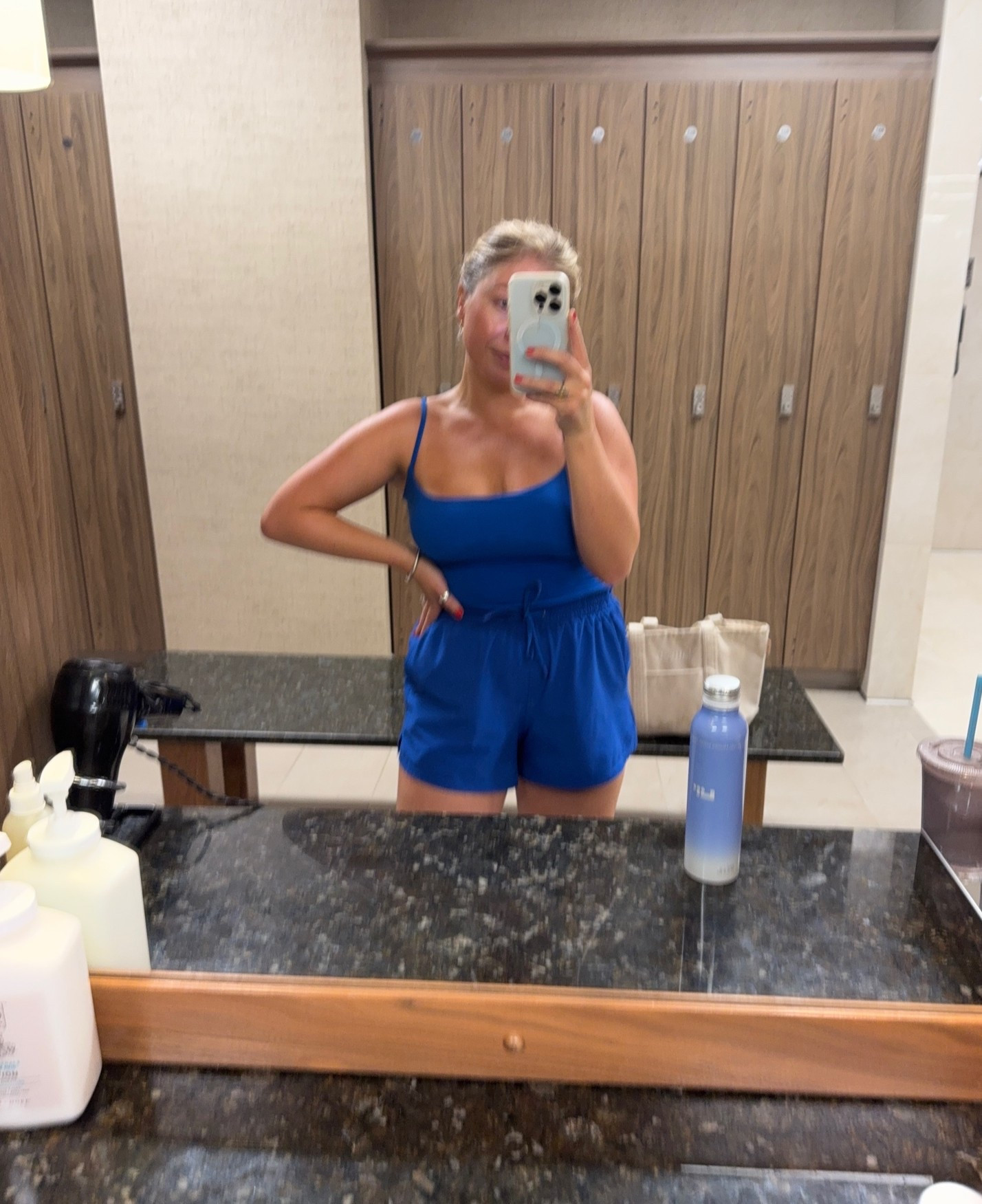 Matching blue workout set 

Shorts fit TTS - tank does as well but if youre between sizes, size up!

#LTKdayinmylife #LTKfitnessgoals #LTKMidsize