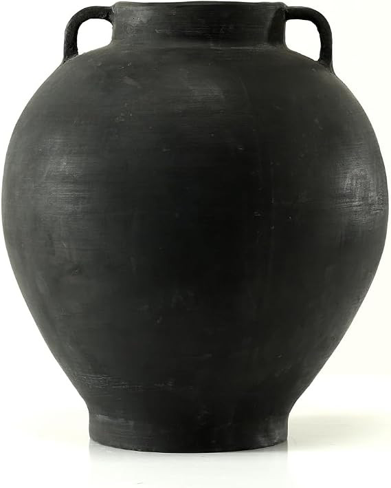 14 Inches High Earthy Gray Vase with Two Decorative Handles | Amazon (US)