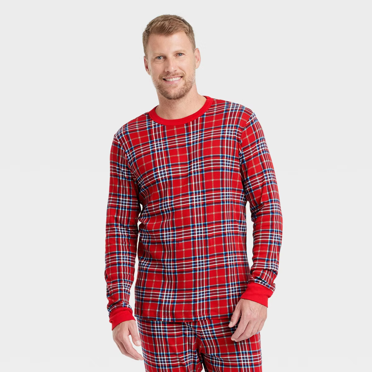 Men's Plaid Cotton Ribbed Holiday Matching Family Pajama Shirt - Wondershop™ Red | Target