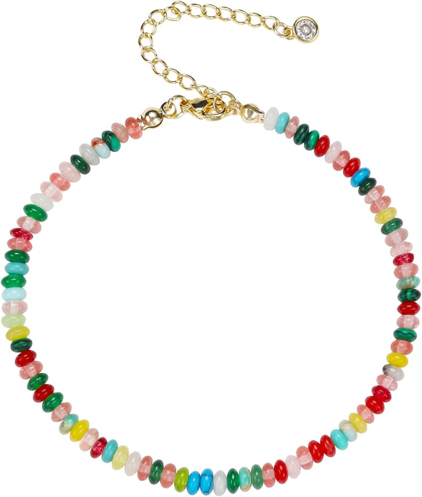 Natural Stone Beaded Anklets Bracelets for Women Handmade Beaded Anklet Bracelet Waterproof Boho ... | Amazon (US)
