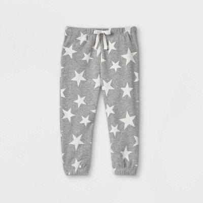 Grayson Mini Toddler Girls' Adaptive Star Fleece Jogger Pants - Gray | Target