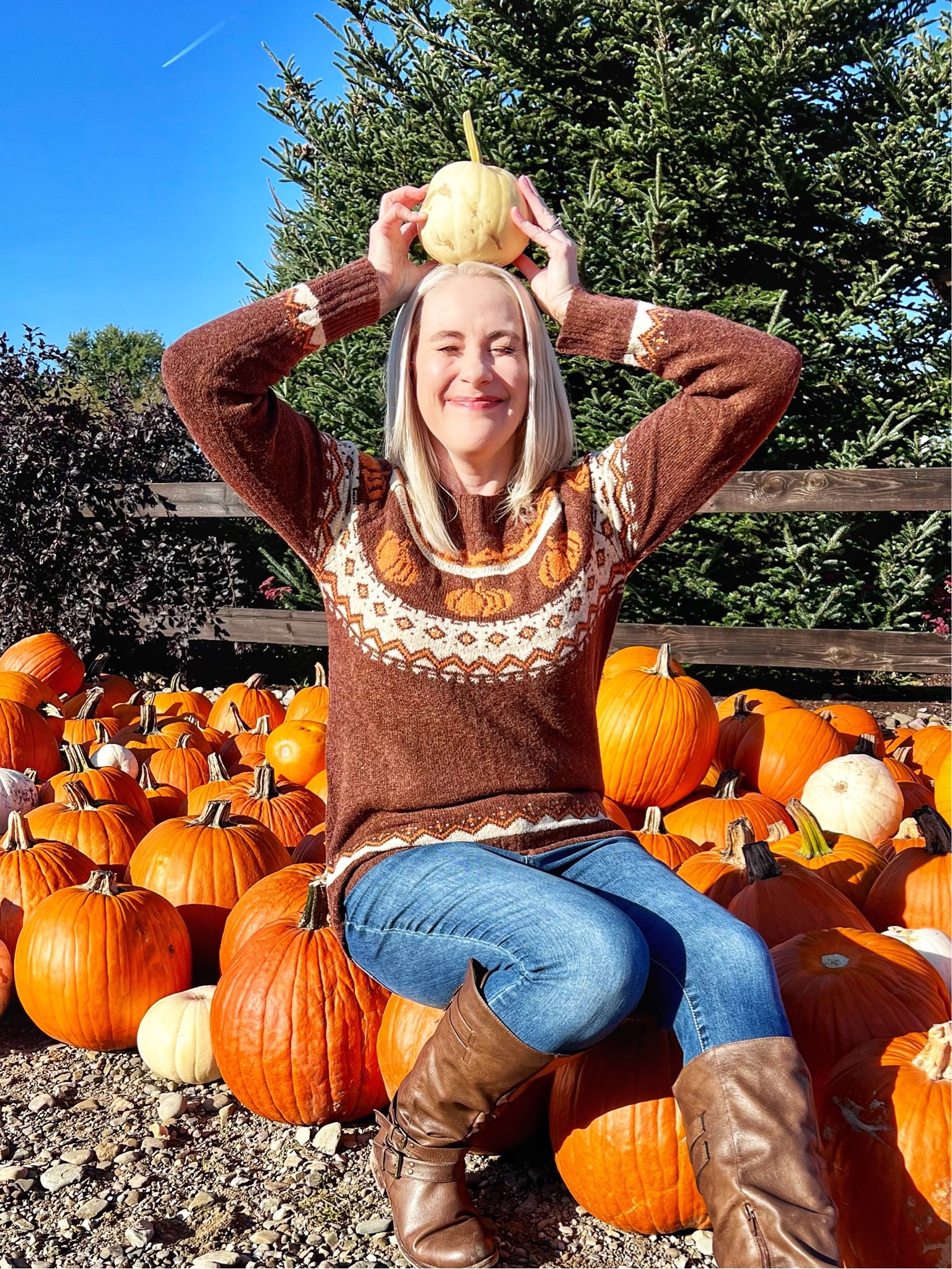 Pumpkin farm outfit for women. Pumpkin sweater from Maurice’s. KJP lookalike. True to size  

#LTKSeasonal #LTKstyletip #LTKHoliday