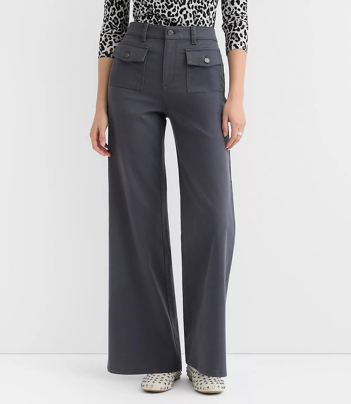 Palmer Wide Leg Pants in Twill | LOFT